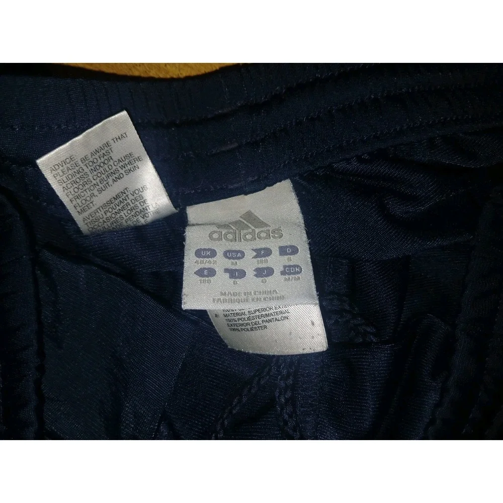 Adidas Mens Medium Navy Blue 3 Stripe Track Pants Vintage Style Athletic